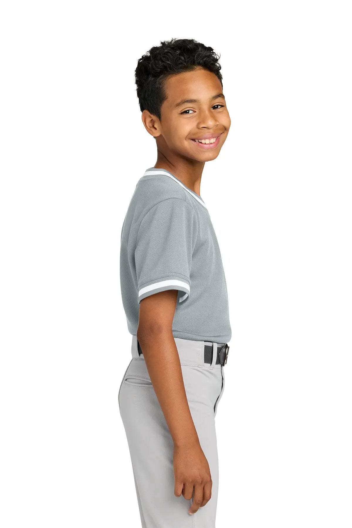 Sport-Tek® Youth Tough Mesh V-Neck Baseball Jersey #YST221