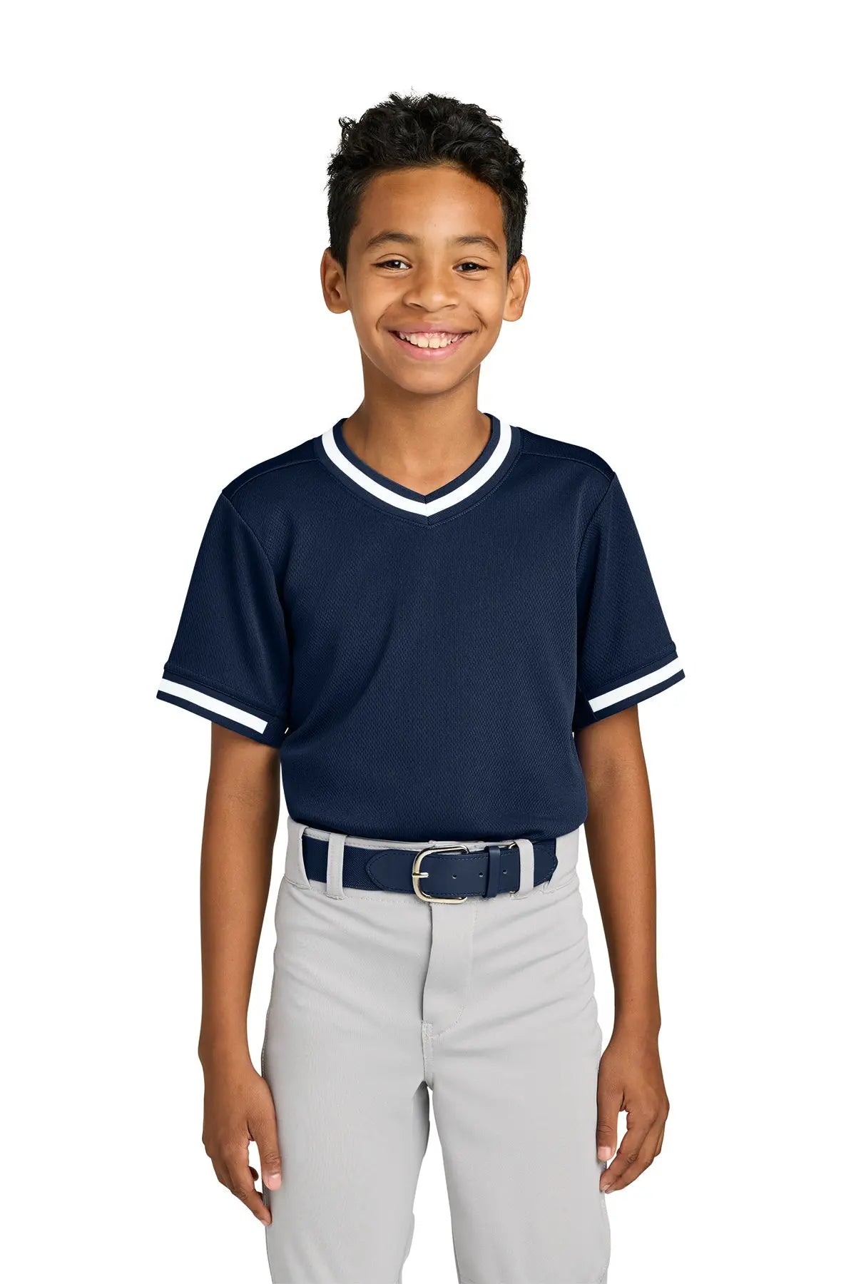 Sport-Tek® Youth Tough Mesh V-Neck Baseball Jersey #YST221
