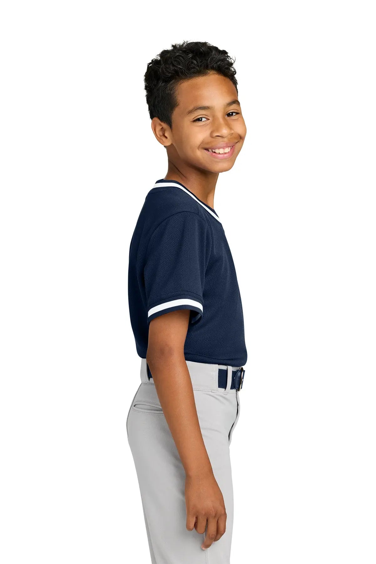 Sport-Tek® Youth Tough Mesh V-Neck Baseball Jersey #YST221