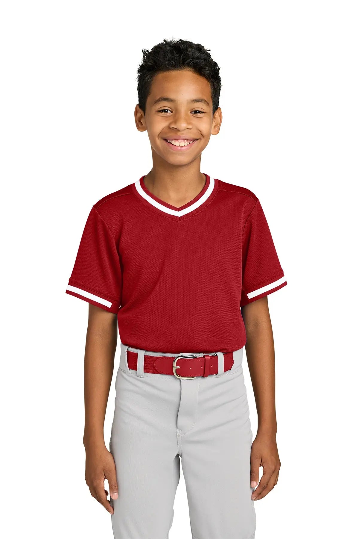 Sport-Tek® Youth Tough Mesh V-Neck Baseball Jersey #YST221