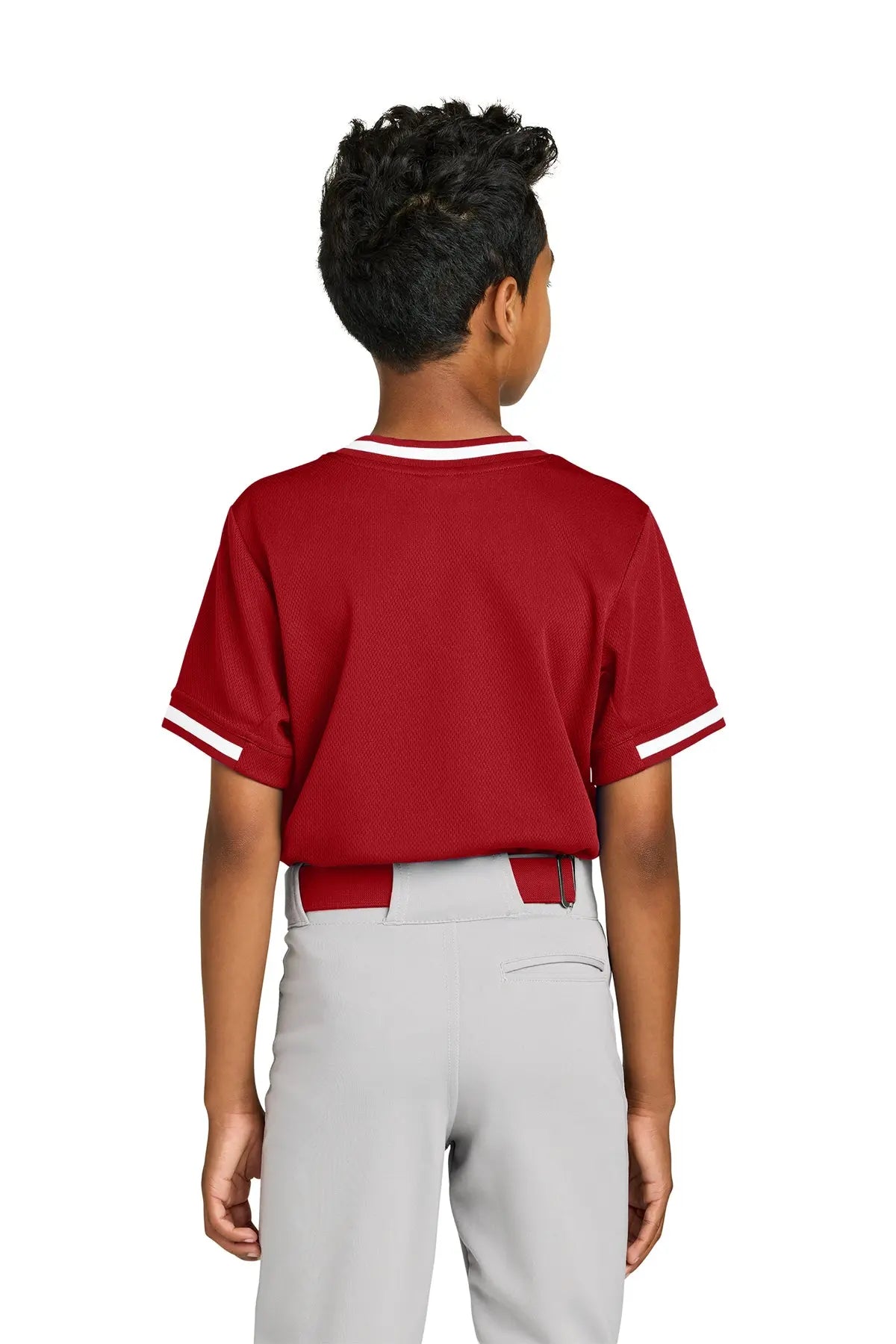 Sport-Tek® Youth Tough Mesh V-Neck Baseball Jersey #YST221