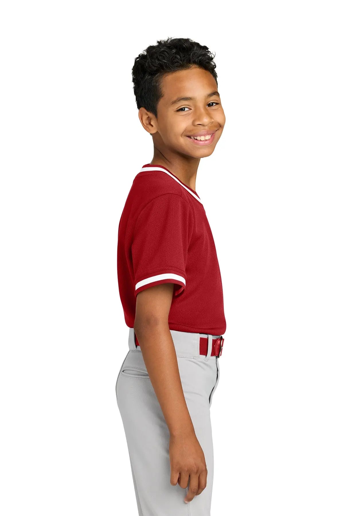 Sport-Tek® Youth Tough Mesh V-Neck Baseball Jersey #YST221