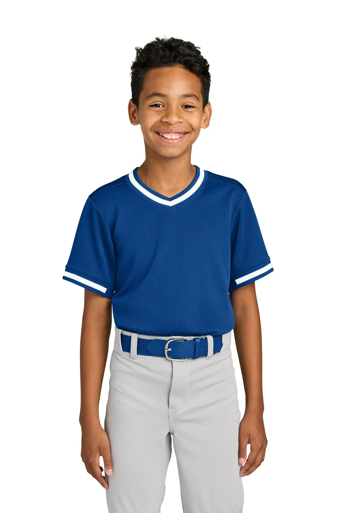 Sport-Tek® Youth Tough Mesh V-Neck Baseball Jersey #YST221