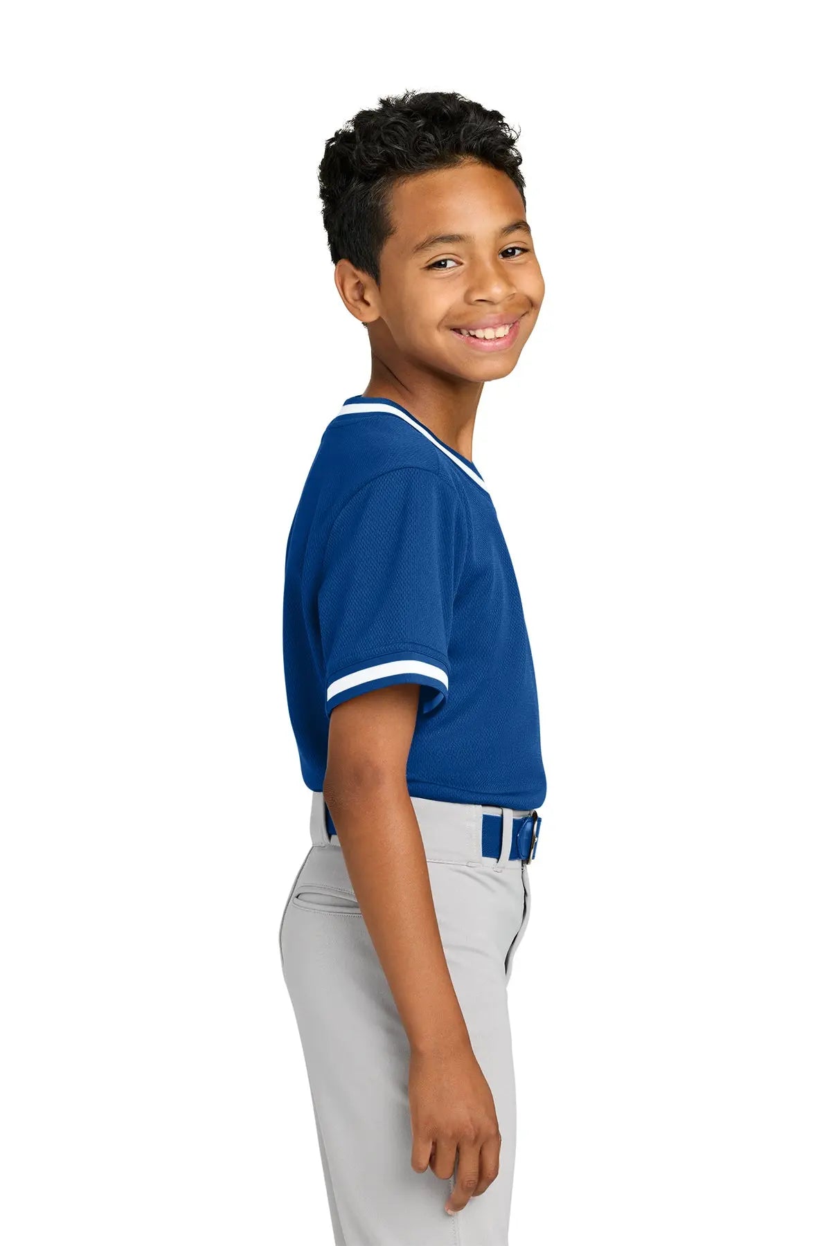 Sport-Tek® Youth Tough Mesh V-Neck Baseball Jersey #YST221