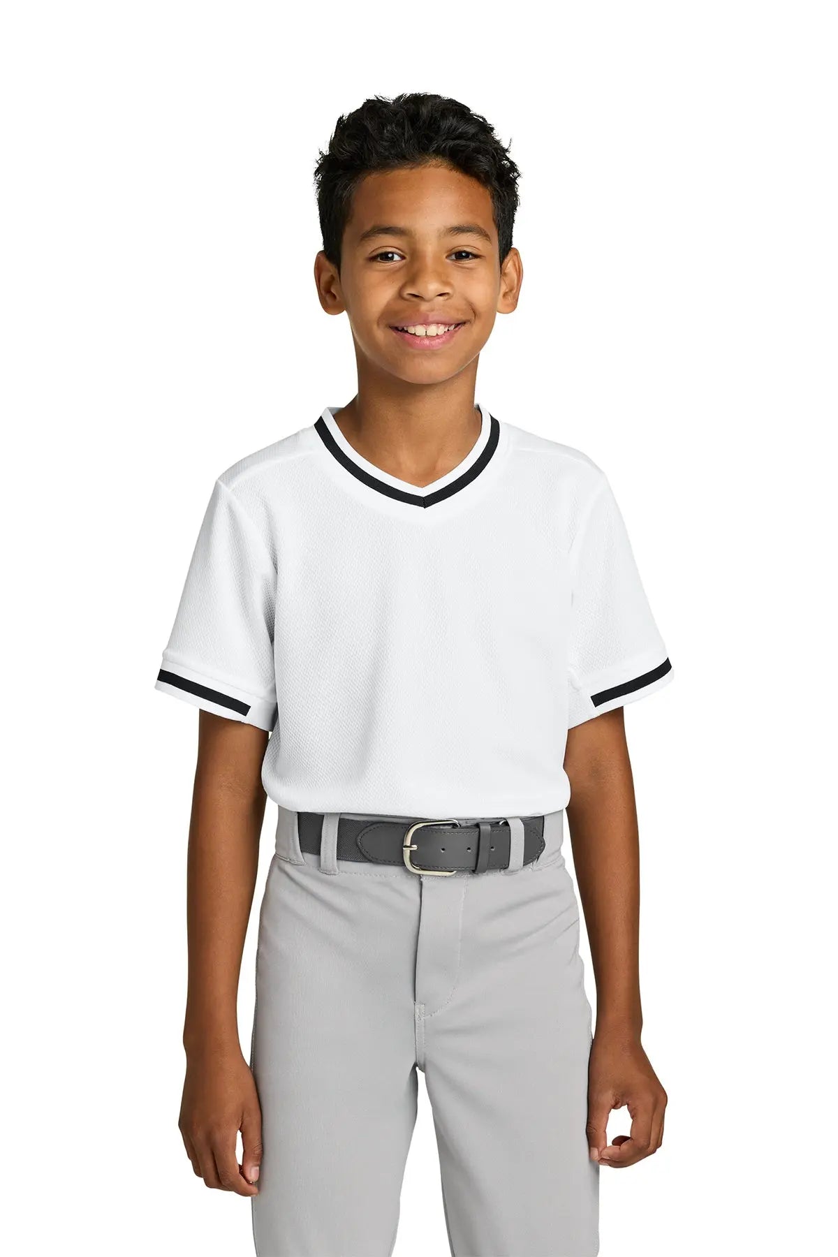Sport-Tek® Youth Tough Mesh V-Neck Baseball Jersey #YST221