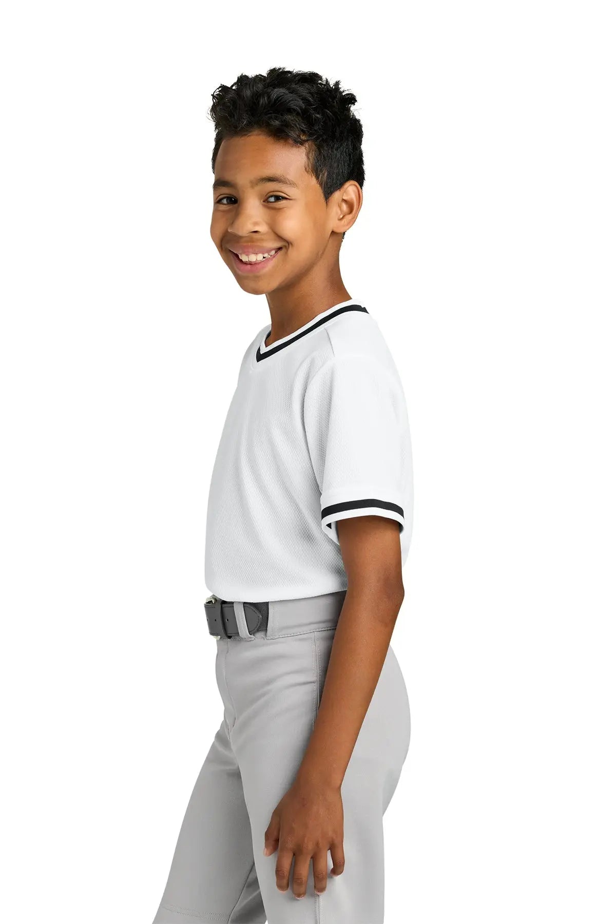 Sport-Tek® Youth Tough Mesh V-Neck Baseball Jersey #YST221