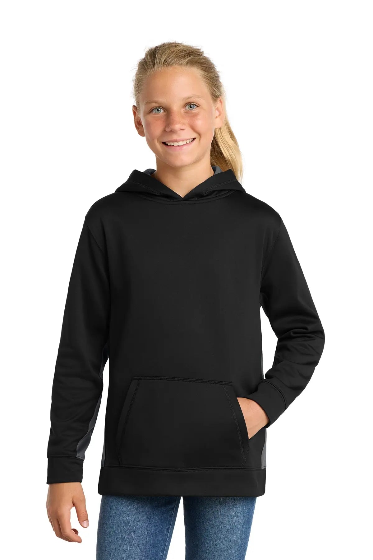 Sport-Tek® Youth Sport-Wick® Fleece Colorblock Hooded Pullover #YST235