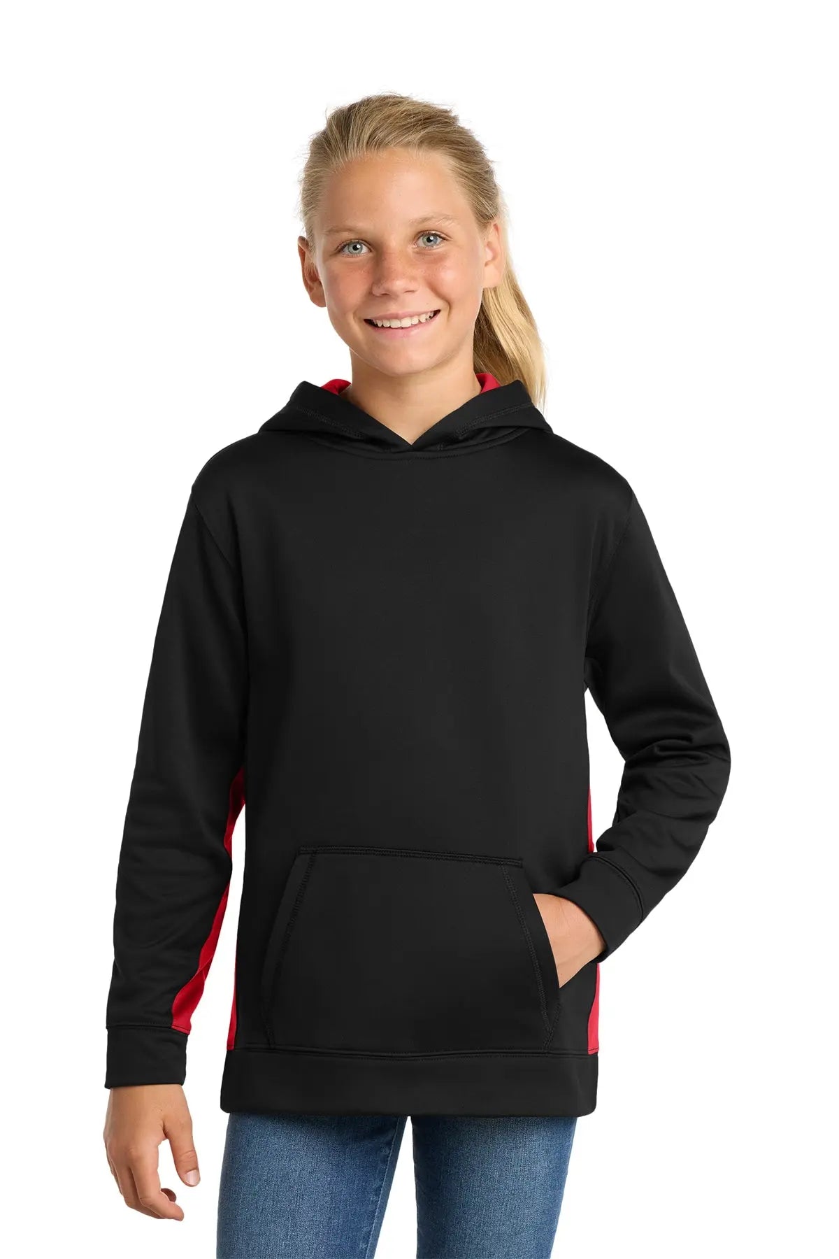 Sport-Tek® Youth Sport-Wick® Fleece Colorblock Hooded Pullover #YST235