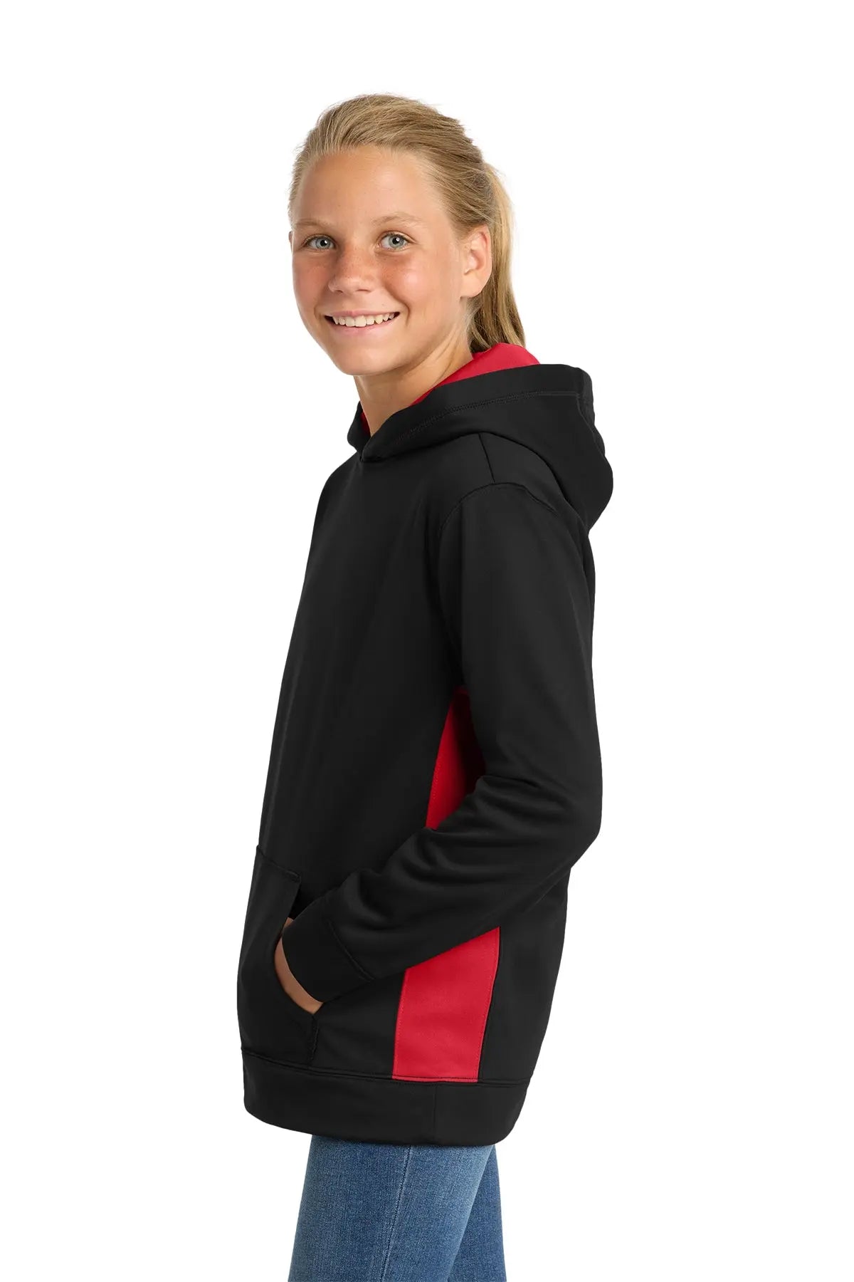 Sport-Tek® Youth Sport-Wick® Fleece Colorblock Hooded Pullover #YST235