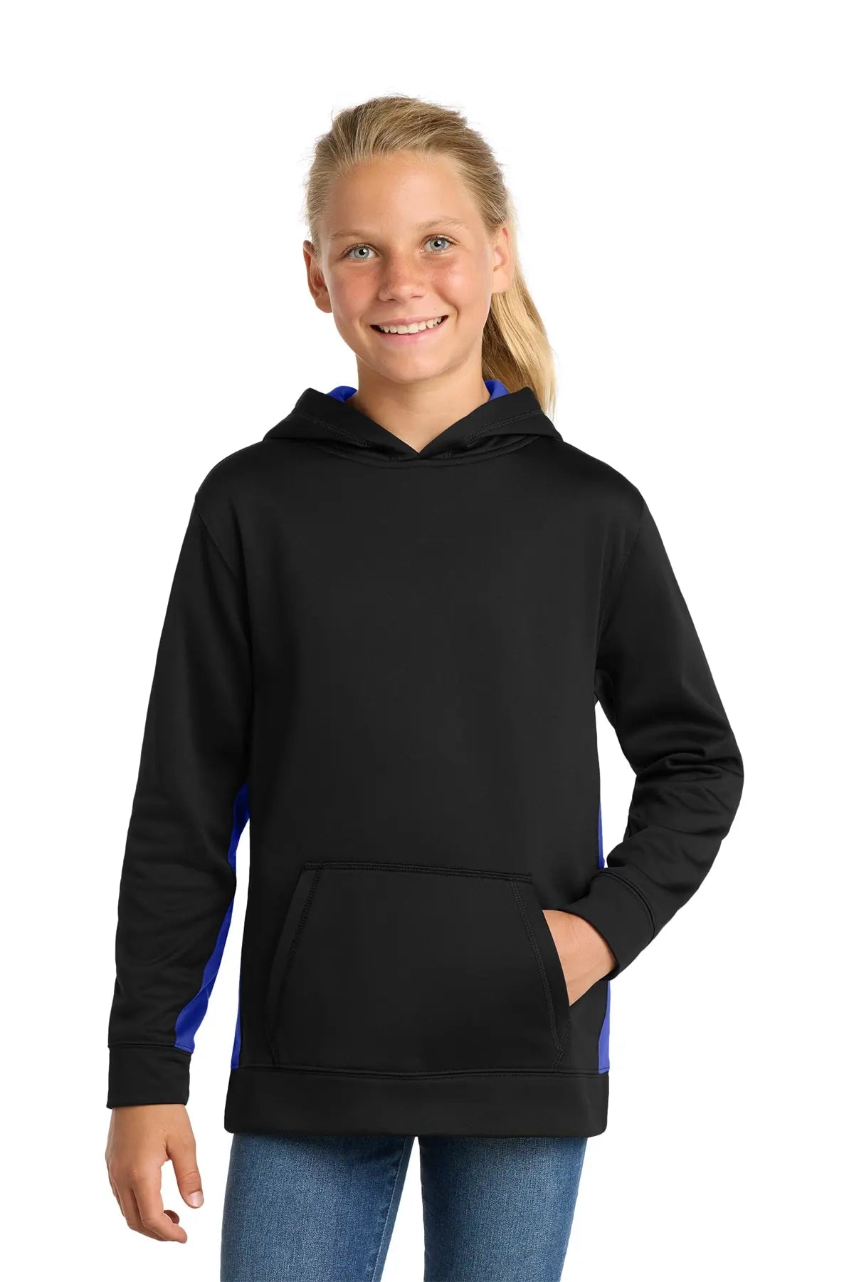 Sport-Tek® Youth Sport-Wick® Fleece Colorblock Hooded Pullover #YST235