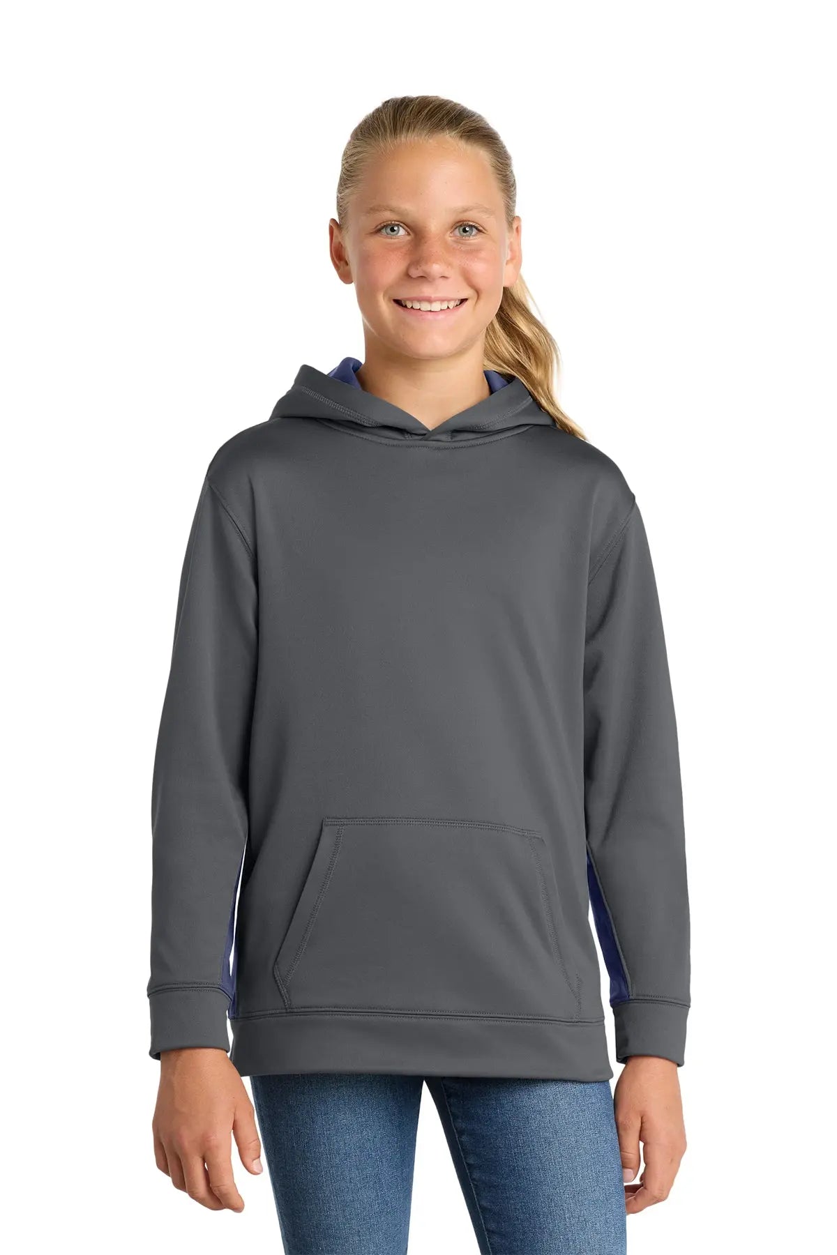 Sport-Tek® Youth Sport-Wick® Fleece Colorblock Hooded Pullover #YST235