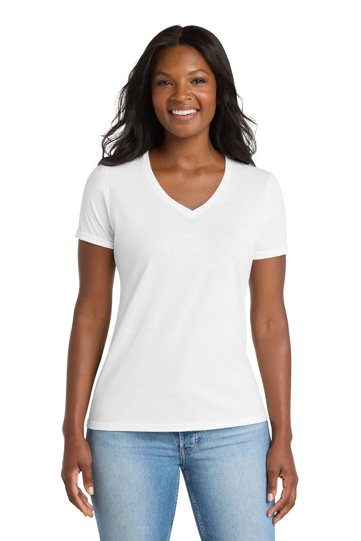 Port & Co™ Women's Performance Blend V-Neck Tee #LPC381V