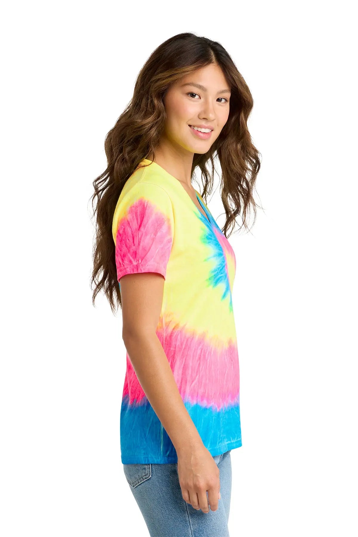 Port & Co™ Women's Tie-Dye V-Neck Tee #LPC147V