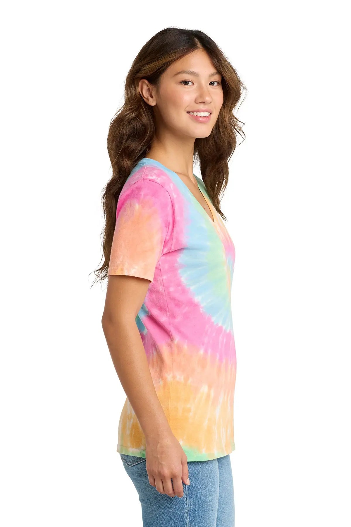 Port & Co™ Women's Tie-Dye V-Neck Tee #LPC147V