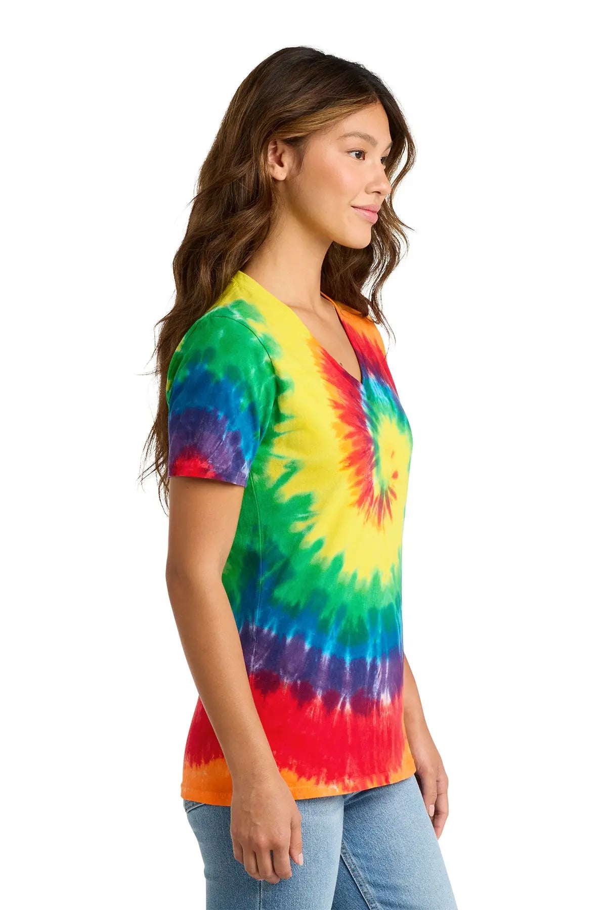 Port & Co™ Women's Tie-Dye V-Neck Tee #LPC147V