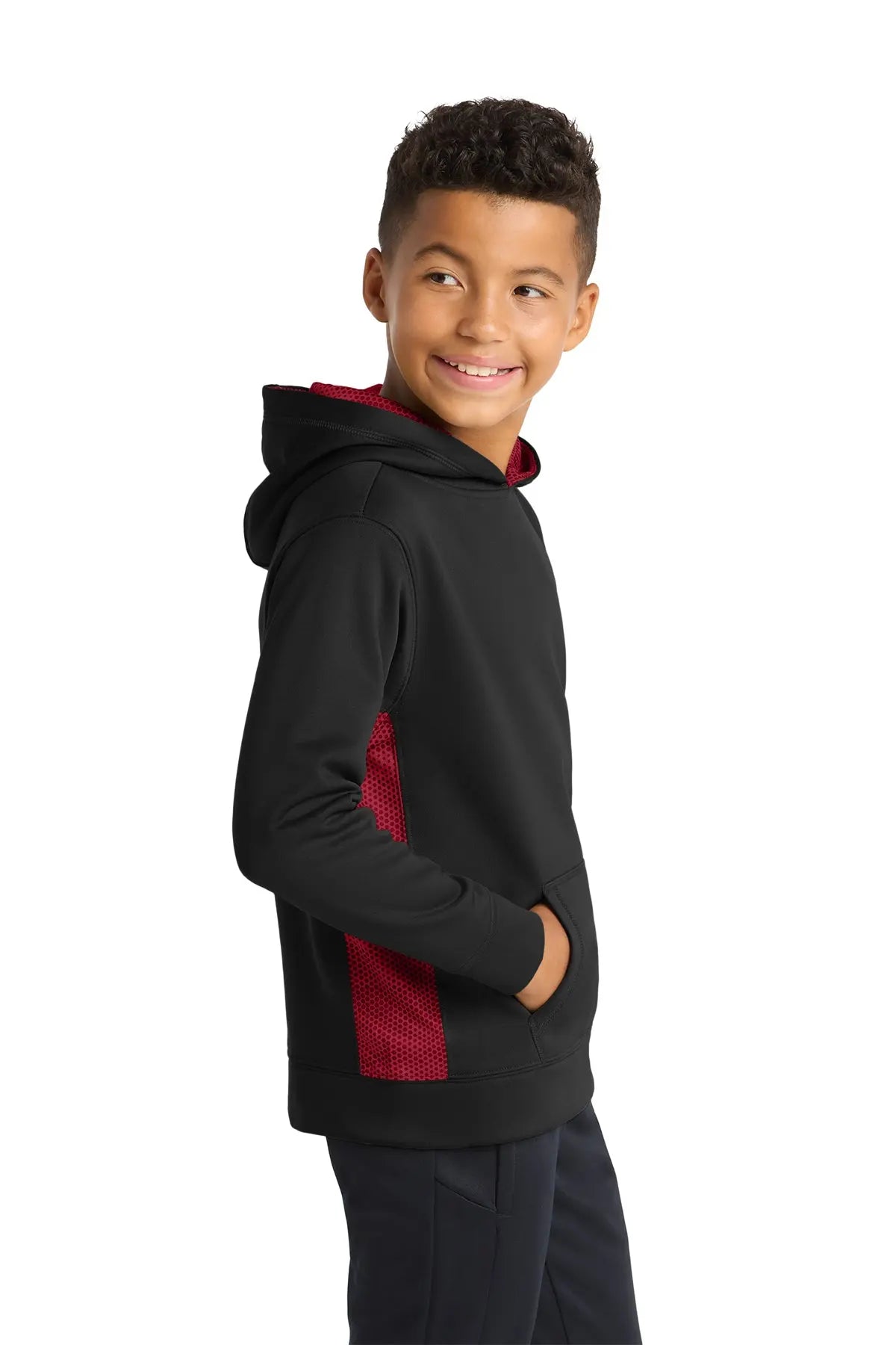 Sport-Tek® Youth Sport-Wick® CamoHex Fleece Colorblock Hooded Pullover #YST239
