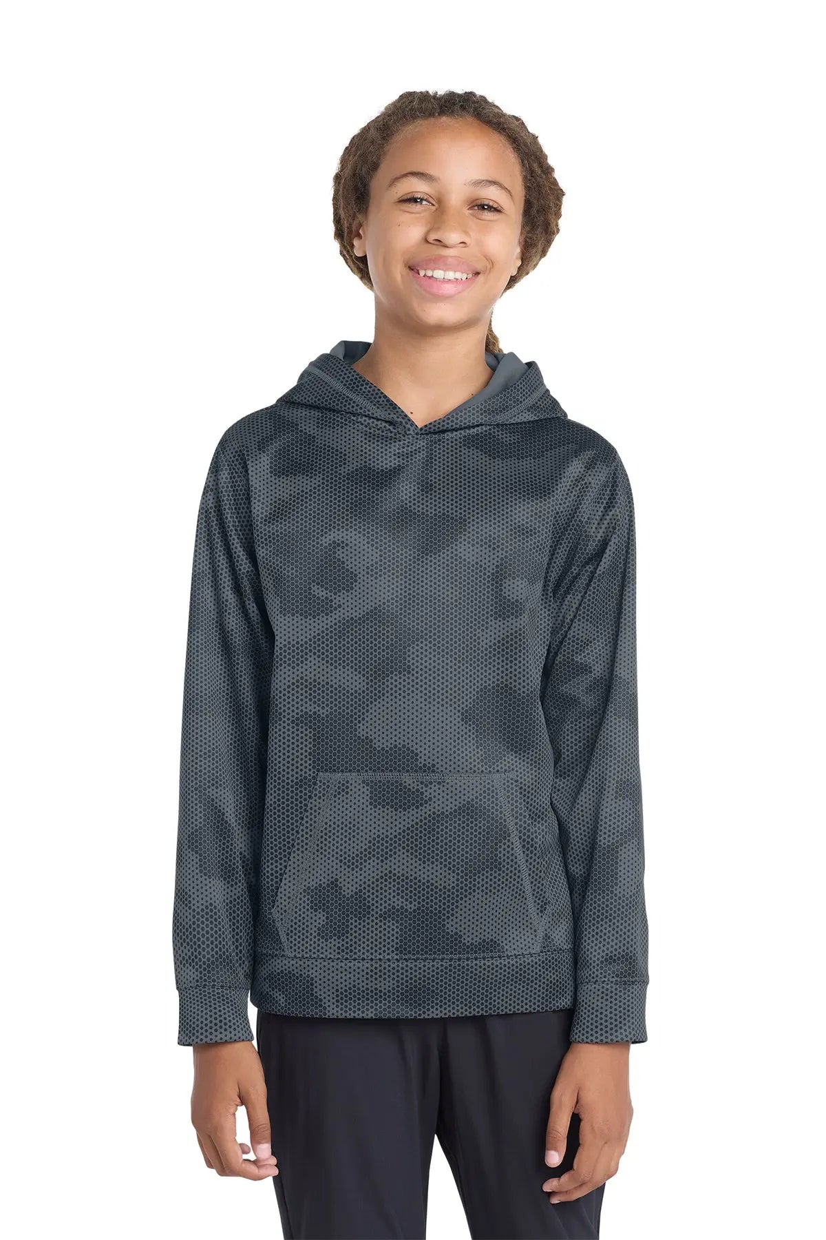 Sport-Tek® Youth Sport-Wick® CamoHex Fleece Hooded Pullover #YST240