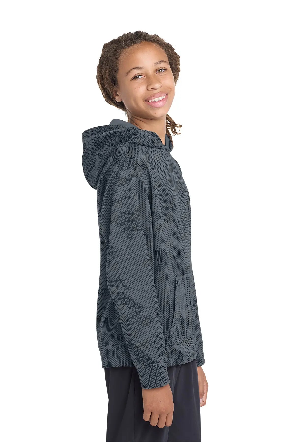 Sport-Tek® Youth Sport-Wick® CamoHex Fleece Hooded Pullover #YST240