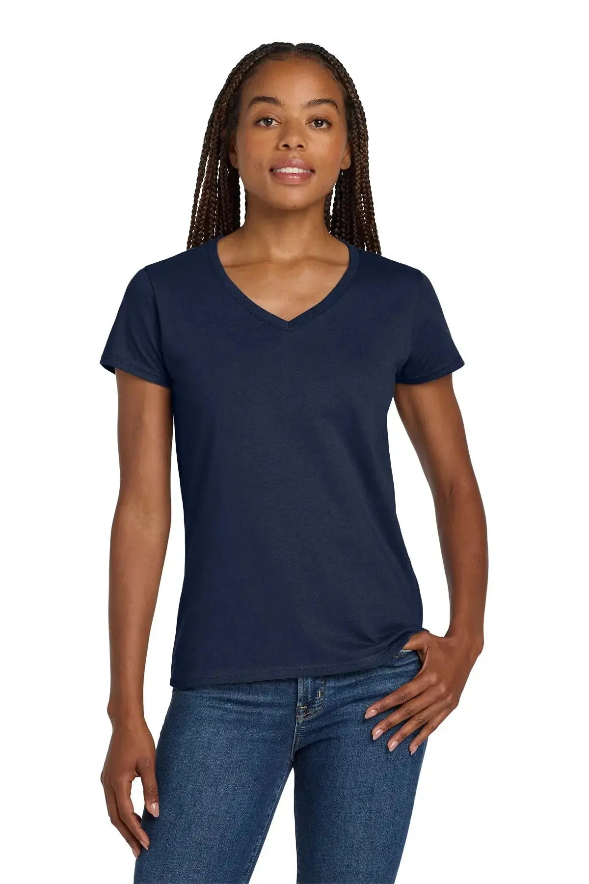 Gildan® Women's Heavy Cotton™ 100% Cotton V-Neck T-Shirt #5V00L Game Over Merch