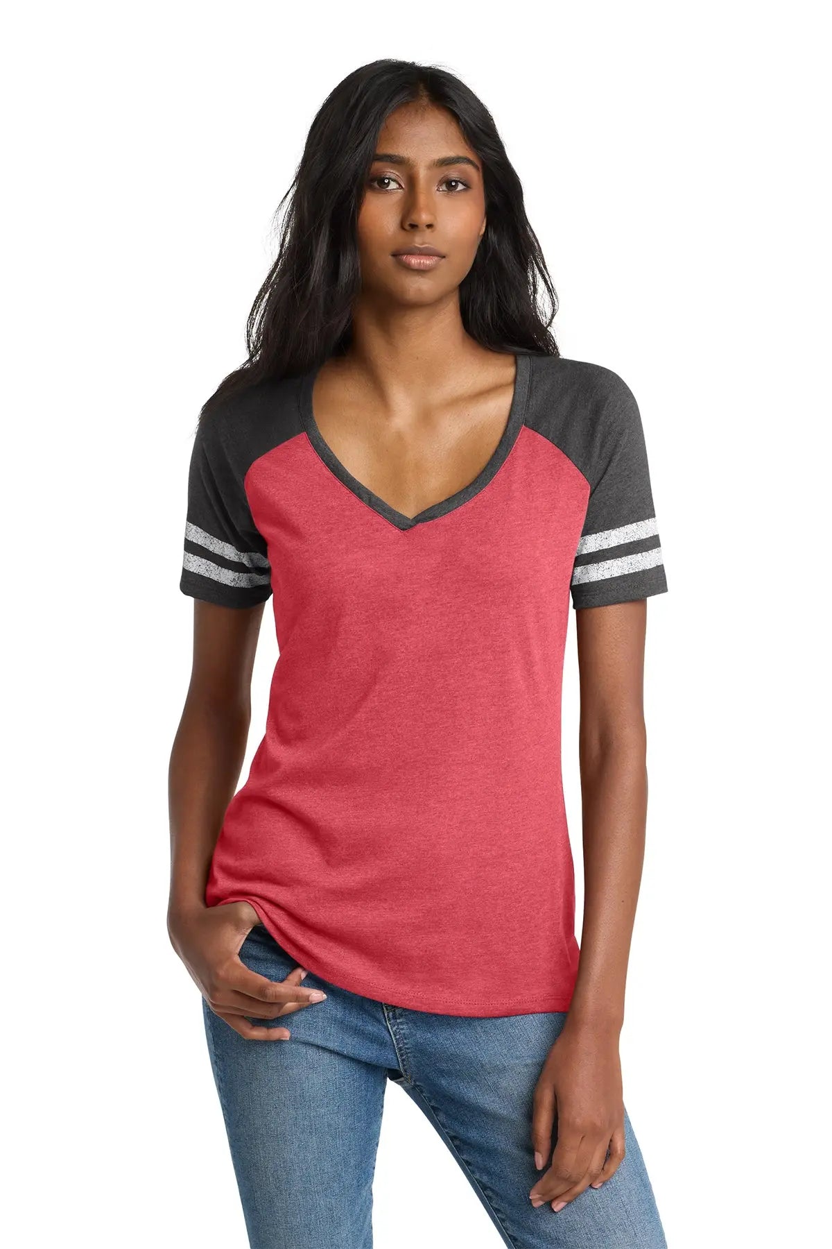 District® Women’s Game V-Neck Tee #DM476