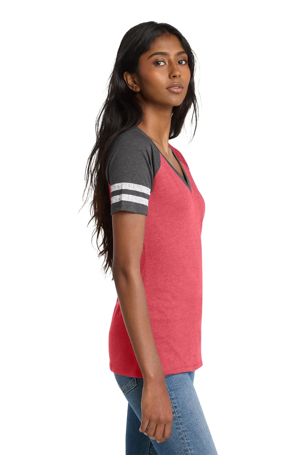District® Women’s Game V-Neck Tee #DM476