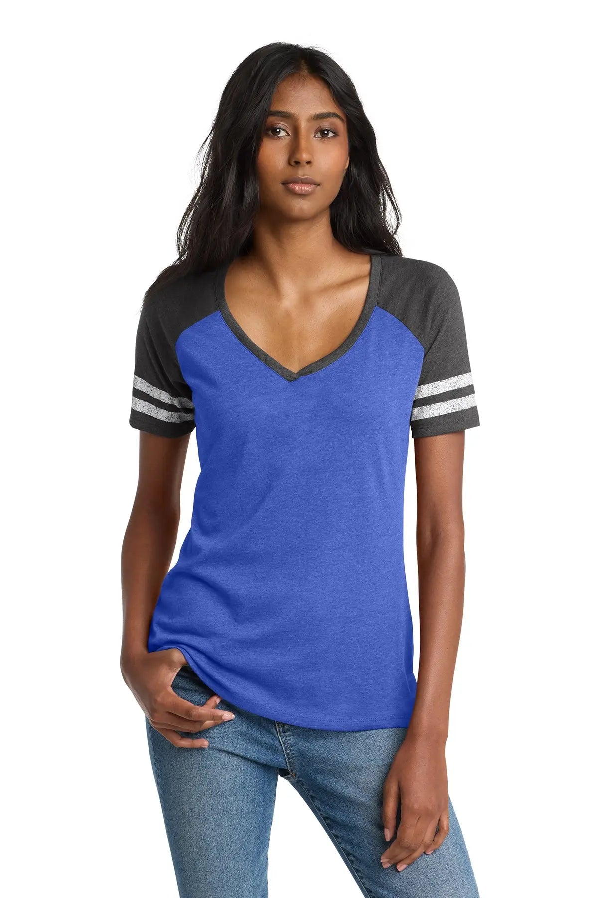 District® Women’s Game V-Neck Tee #DM476