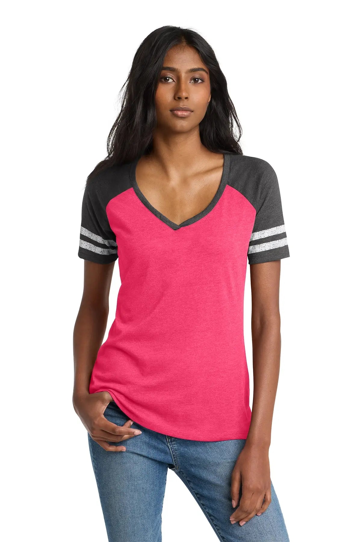 District® Women’s Game V-Neck Tee #DM476