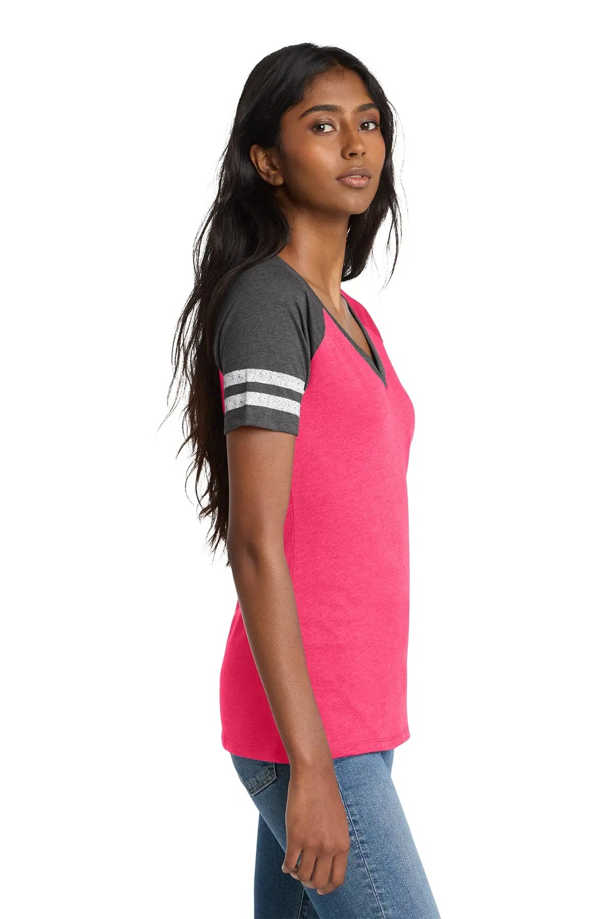 District® Women’s Game V-Neck Tee #DM476