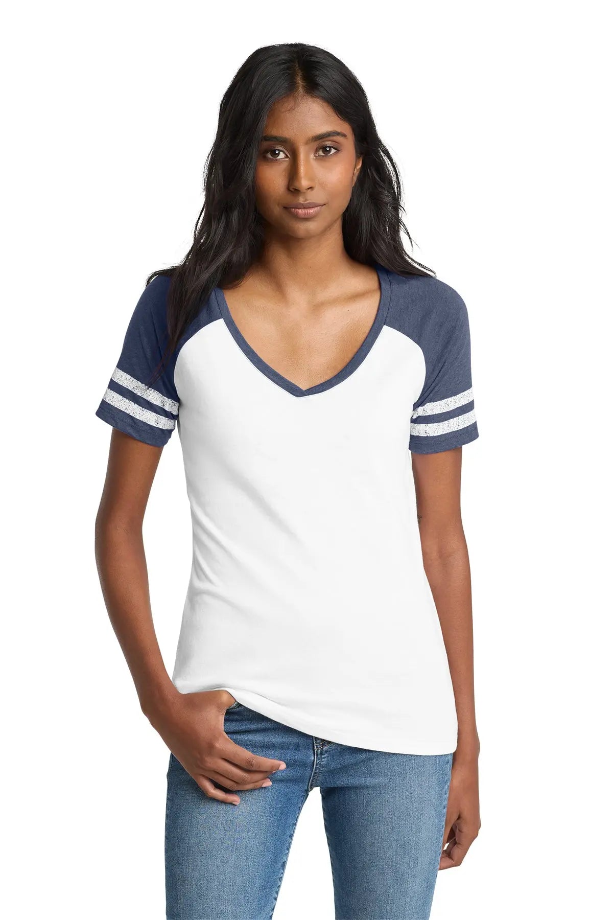 District® Women’s Game V-Neck Tee #DM476