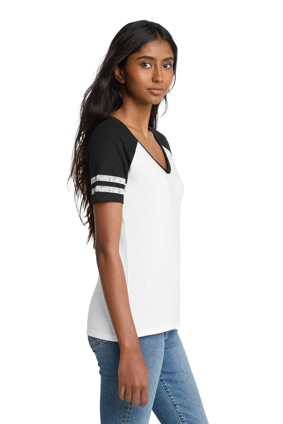 District® Women’s Game V-Neck Tee #DM476