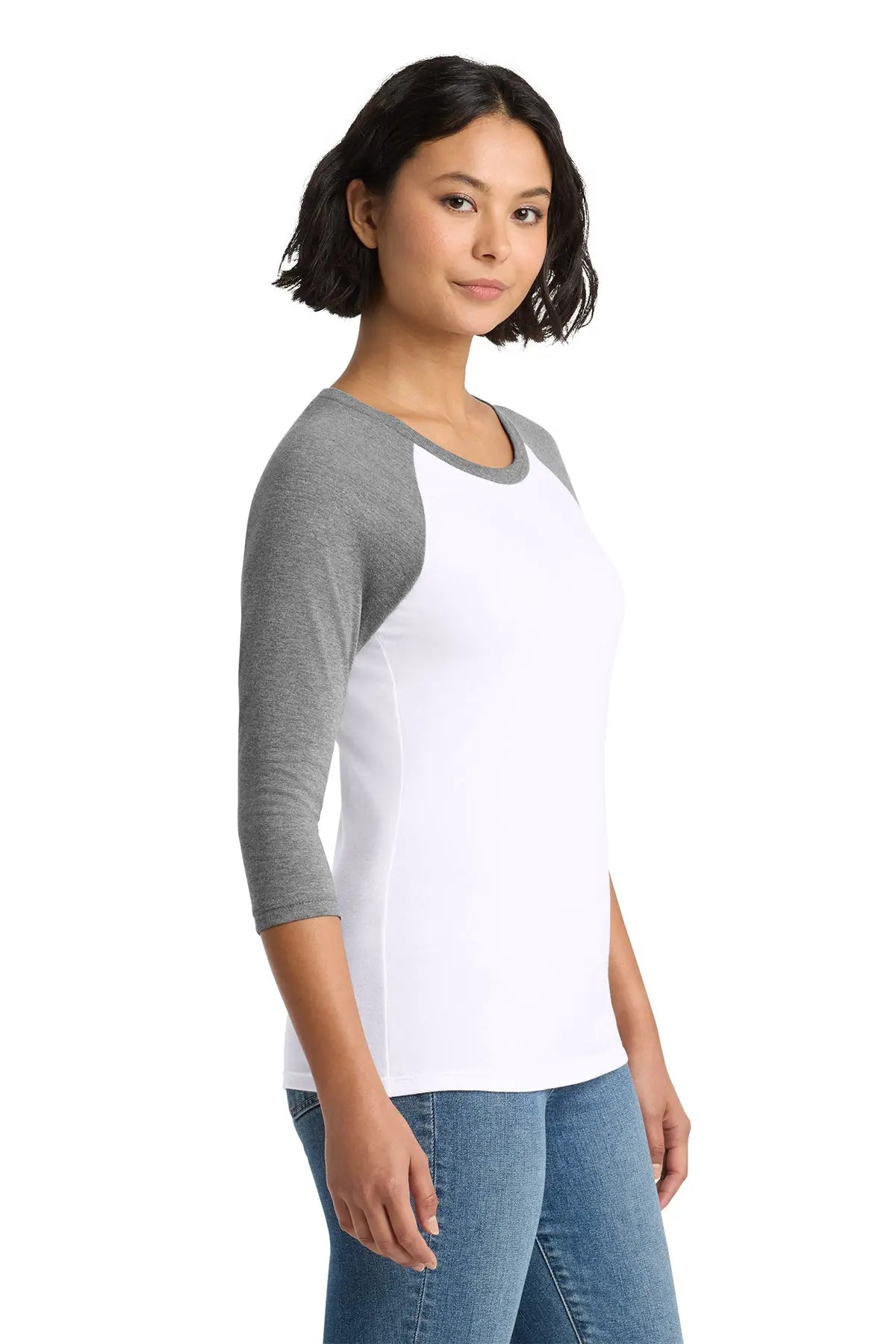 District® Women’s Perfect Tri® 3/4-Sleeve Raglan #DM136L