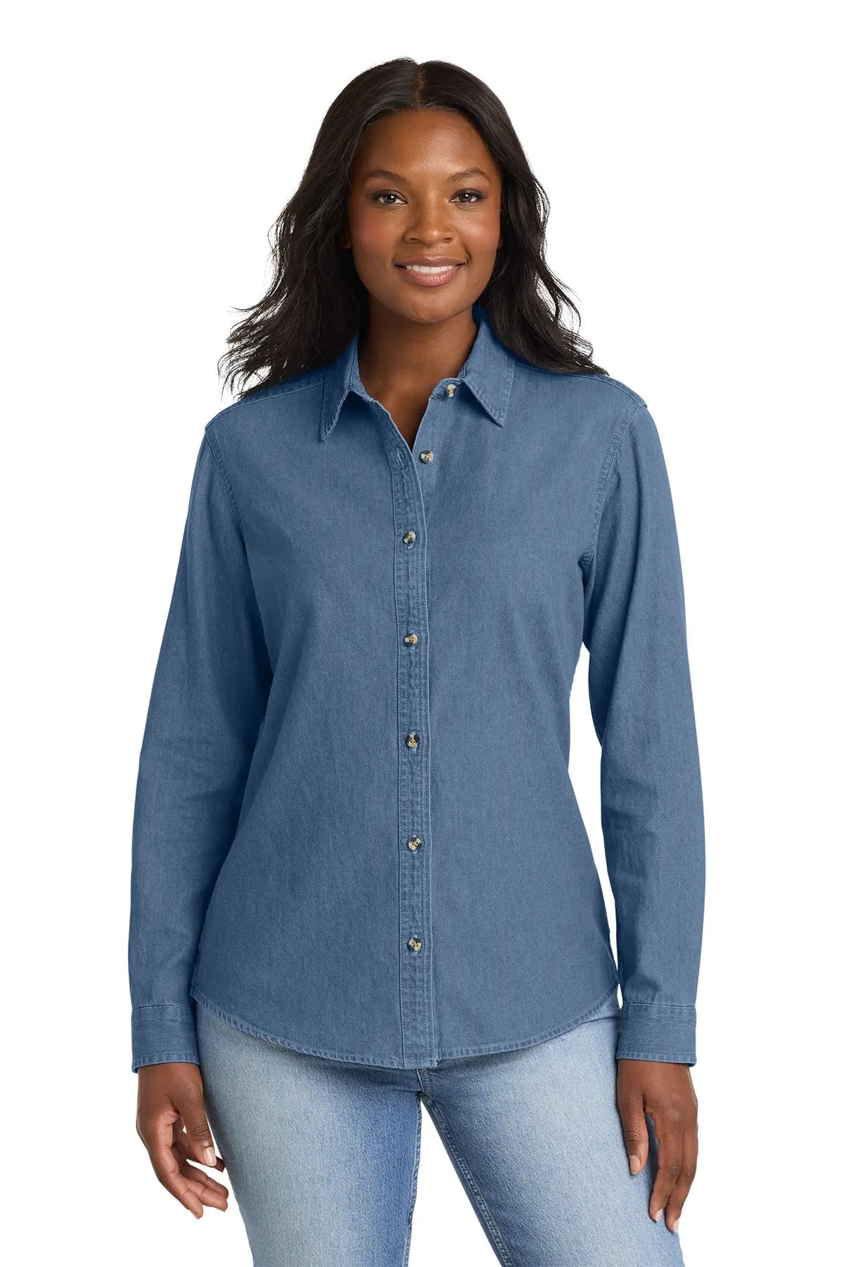 Port & Co™ Women's Long Sleeve Value Denim Shirt #LSP10