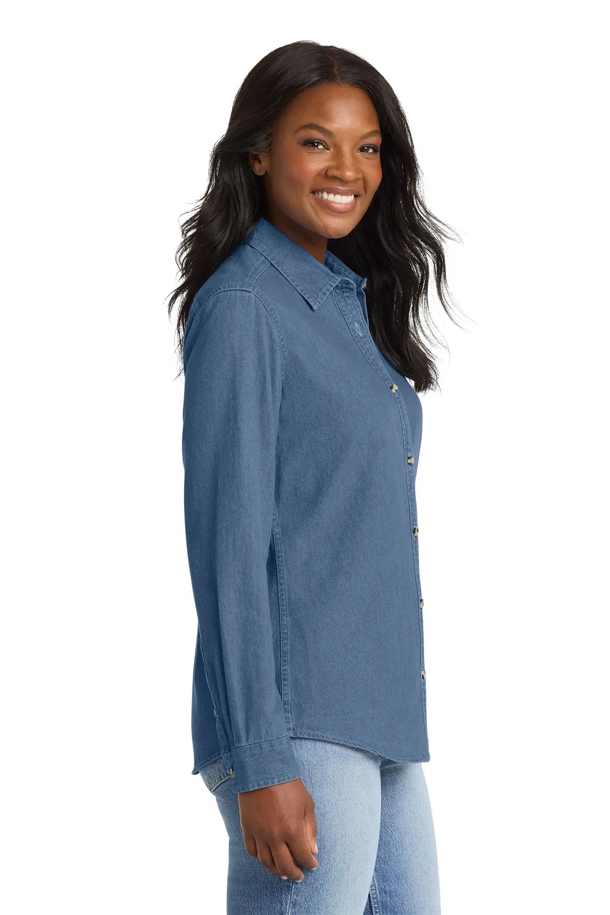 Port & Co™ Women's Long Sleeve Value Denim Shirt #LSP10