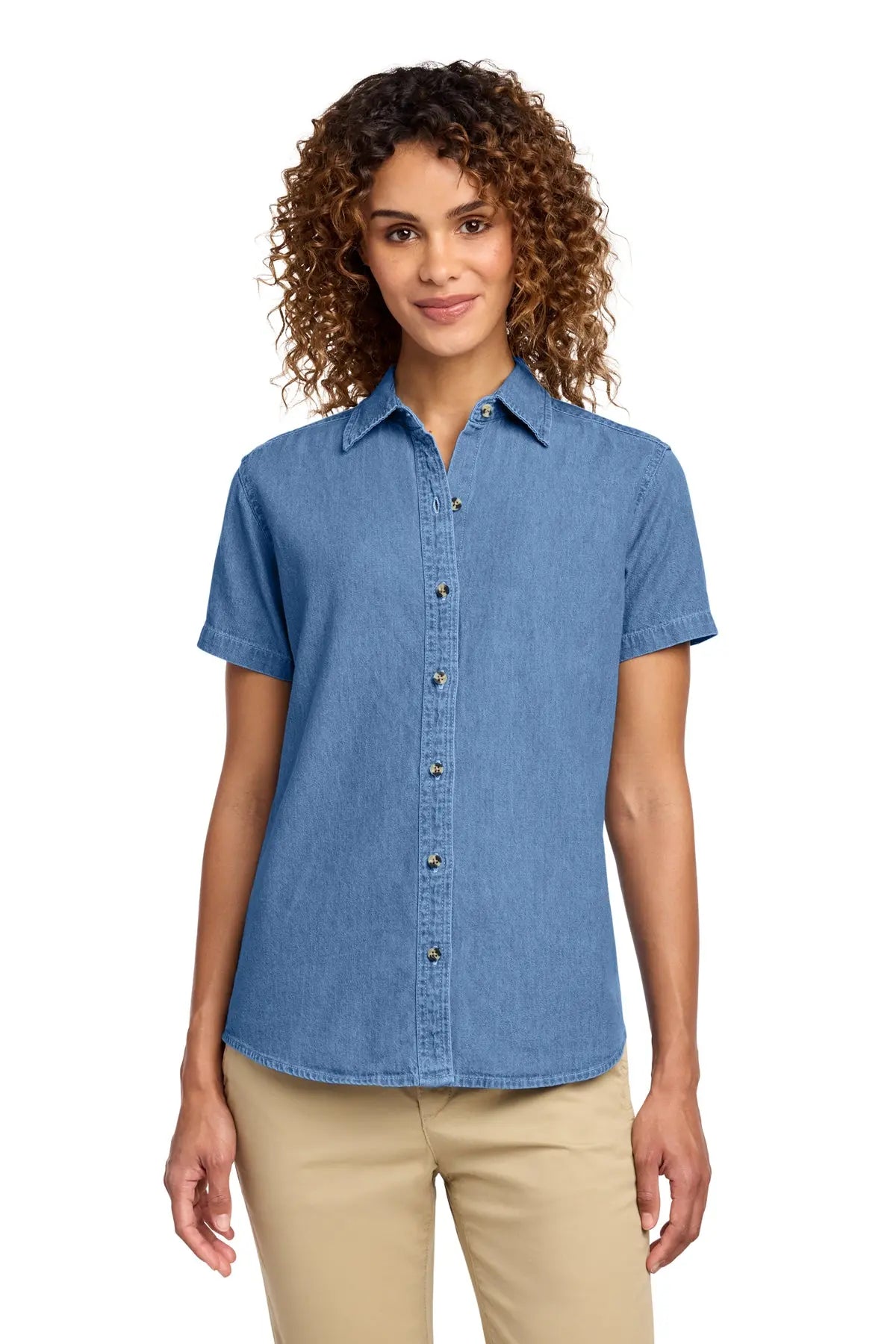 Port & Co™ Women's Short Sleeve Value Denim Shirt #LSP11
