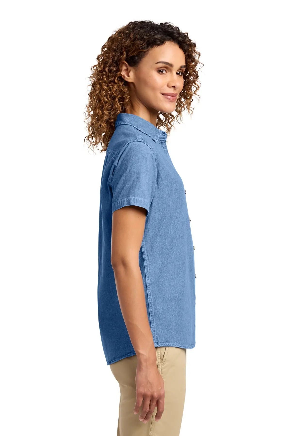 Port & Co™ Women's Short Sleeve Value Denim Shirt #LSP11