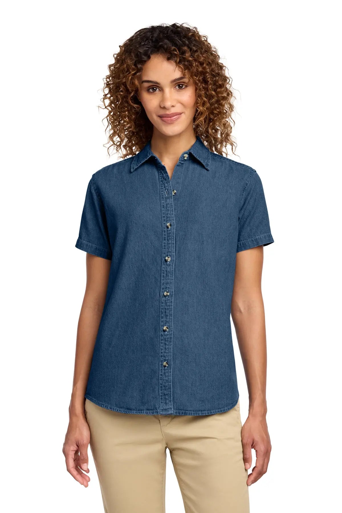 Port & Co™ Women's Short Sleeve Value Denim Shirt #LSP11