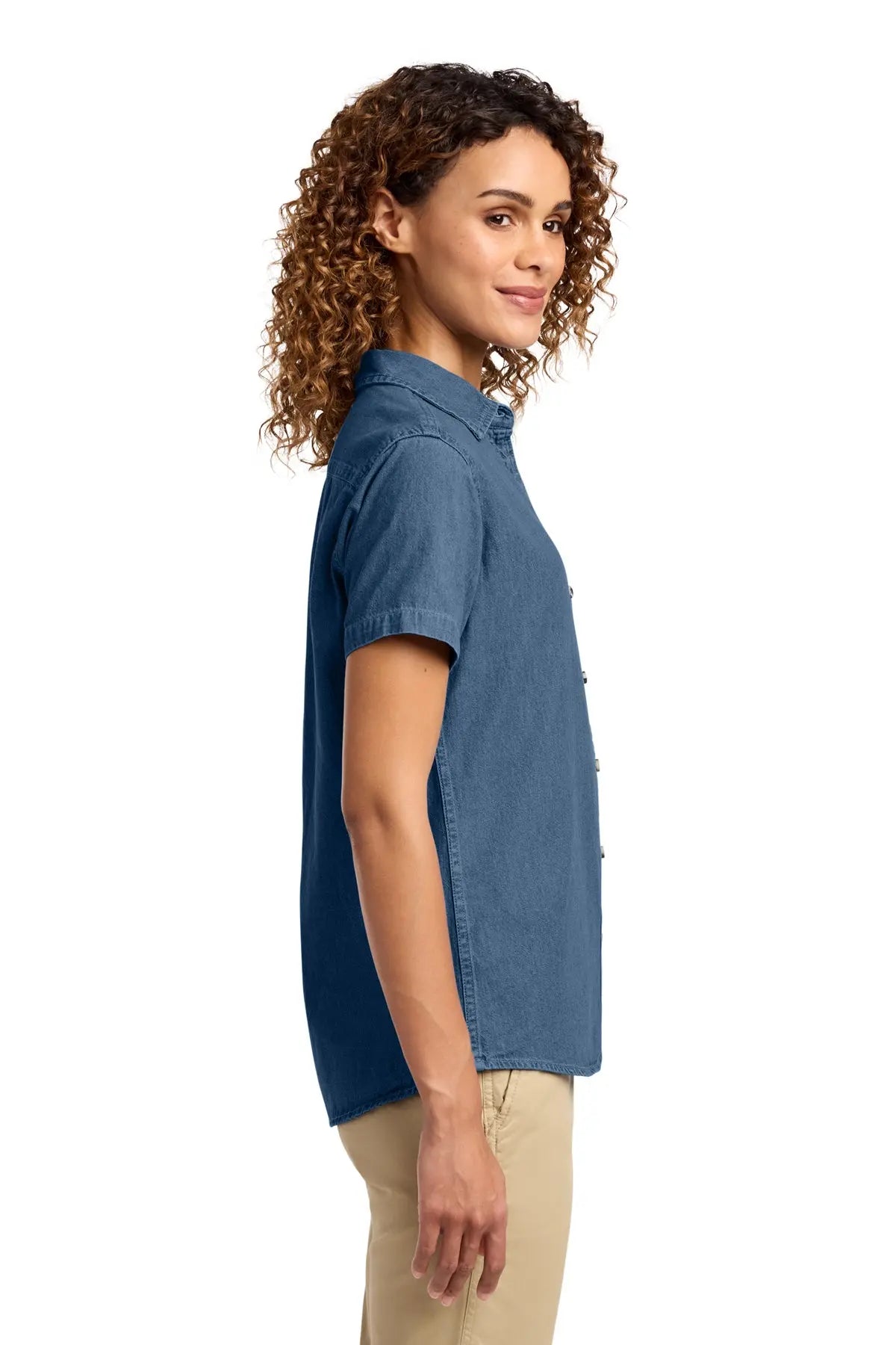 Port & Co™ Women's Short Sleeve Value Denim Shirt #LSP11