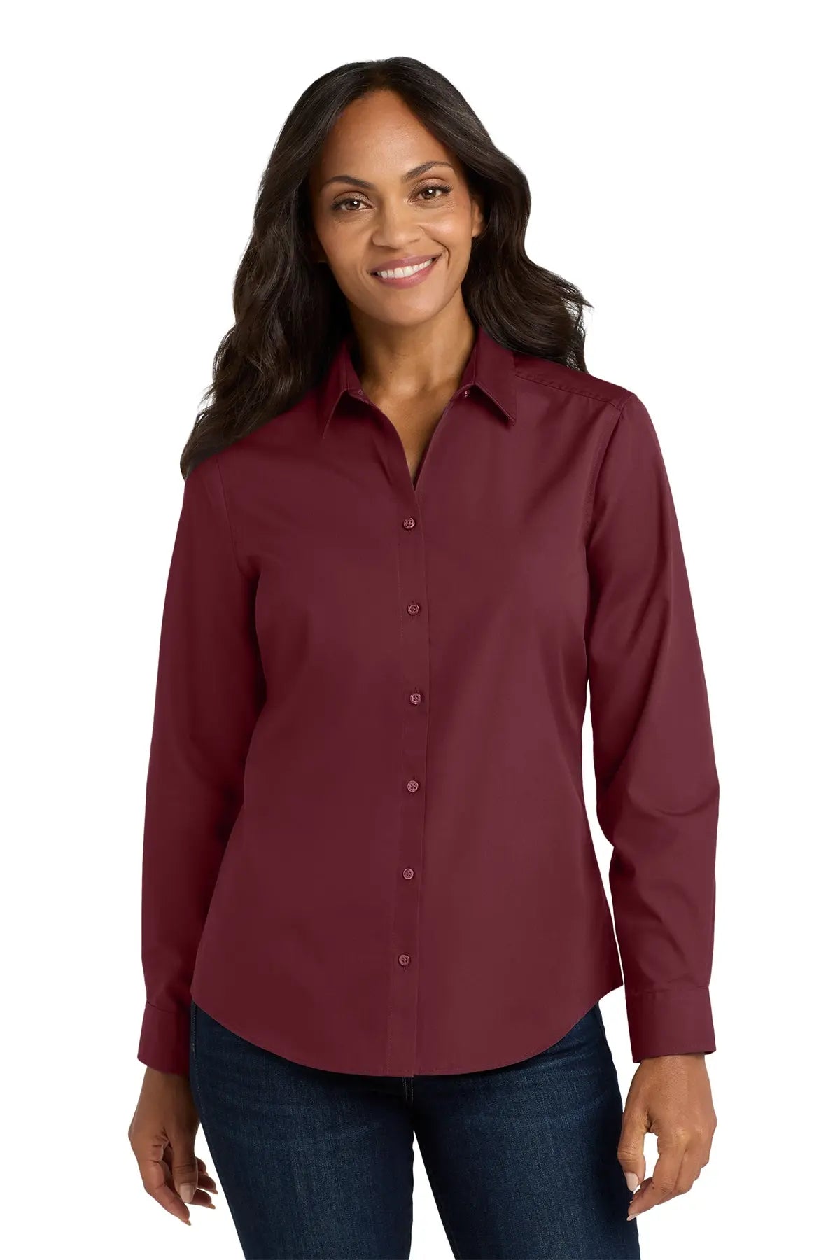 Port Authority® Women's Long Sleeve Carefree Poplin Shirt #LW100