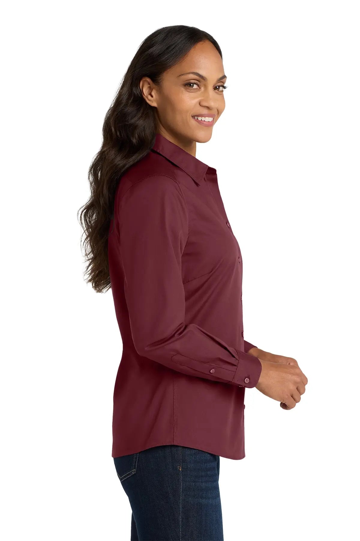 Port Authority® Women's Long Sleeve Carefree Poplin Shirt #LW100