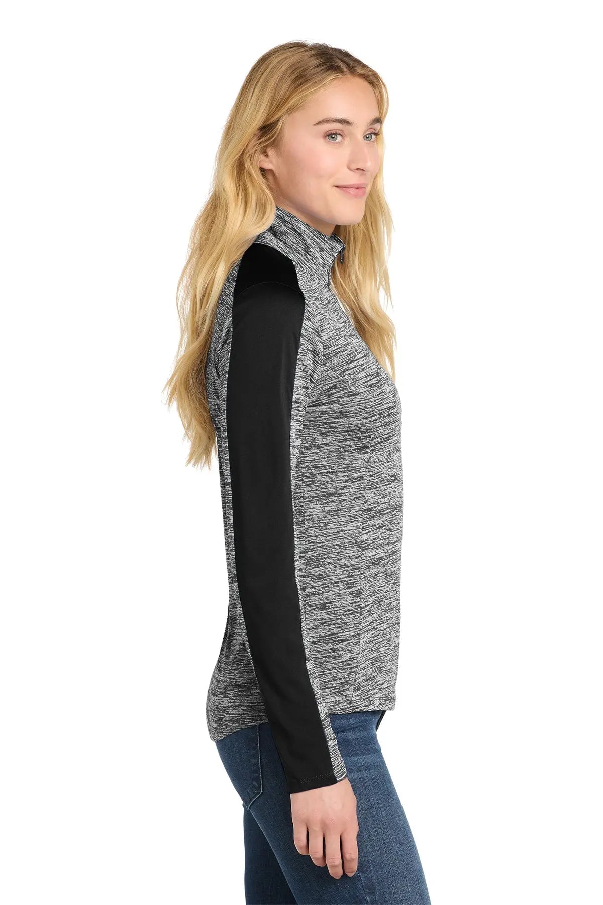 Sport-Tek® Women's PosiCharge® Electric Heather Colorblock 1/4-Zip Pullover #LST397 Game Over Merch