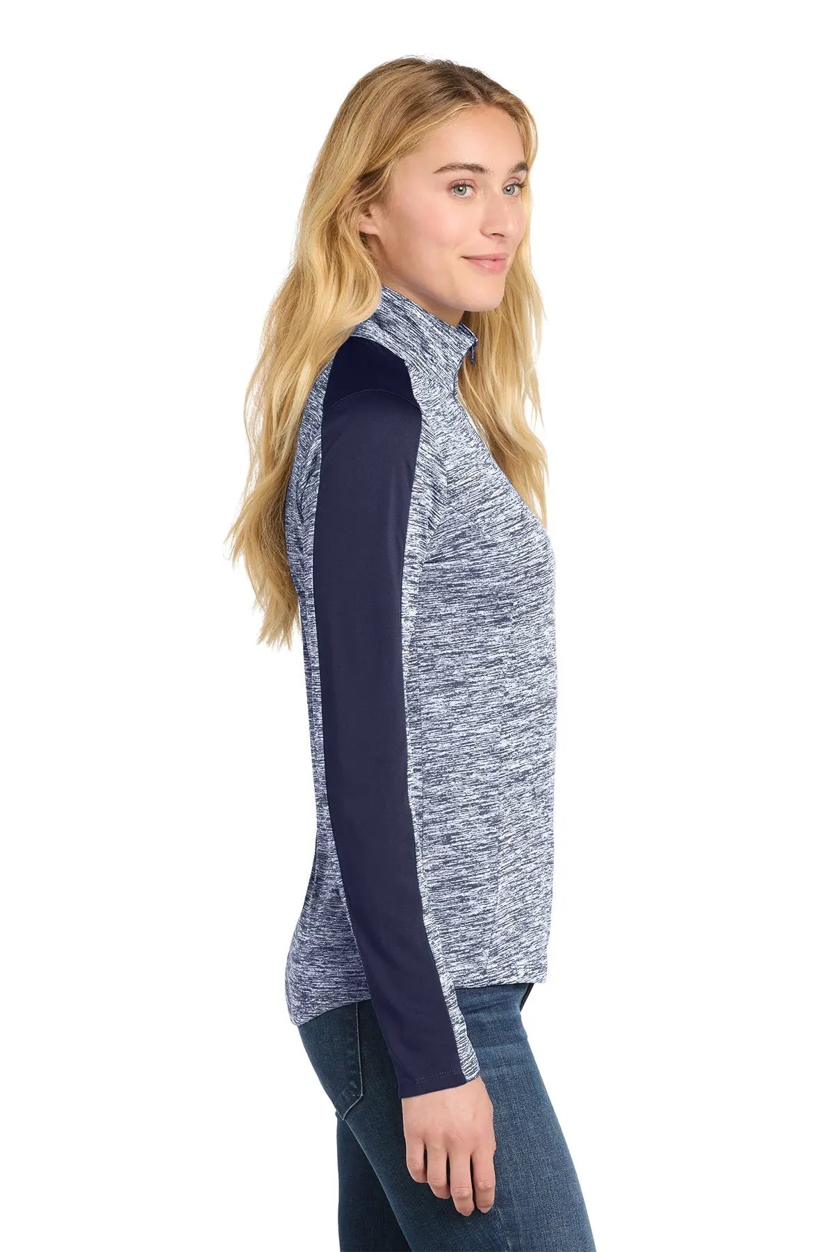 Sport-Tek® Women's PosiCharge® Electric Heather Colorblock 1/4-Zip Pullover #LST397 Game Over Merch