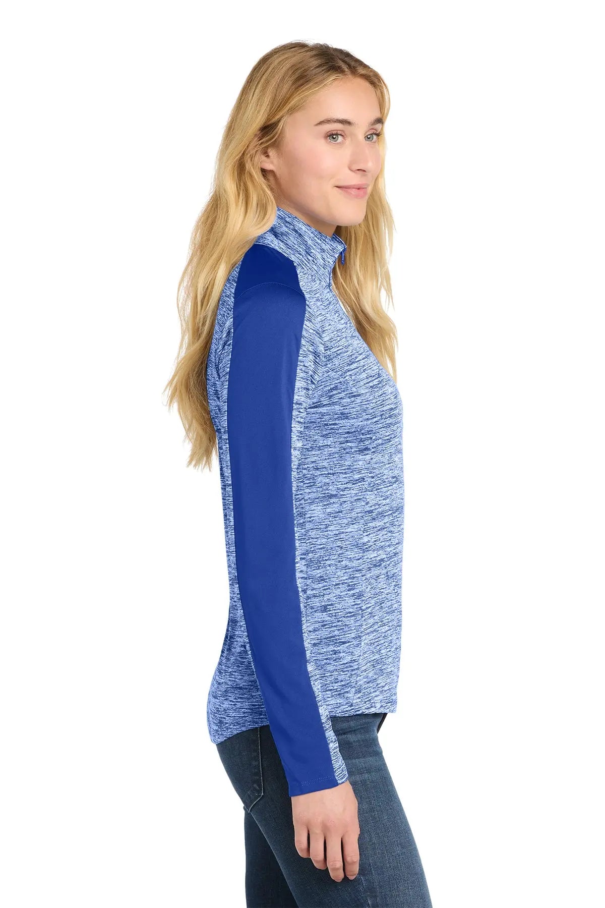 Sport-Tek® Women's PosiCharge® Electric Heather Colorblock 1/4-Zip Pullover #LST397 Game Over Merch