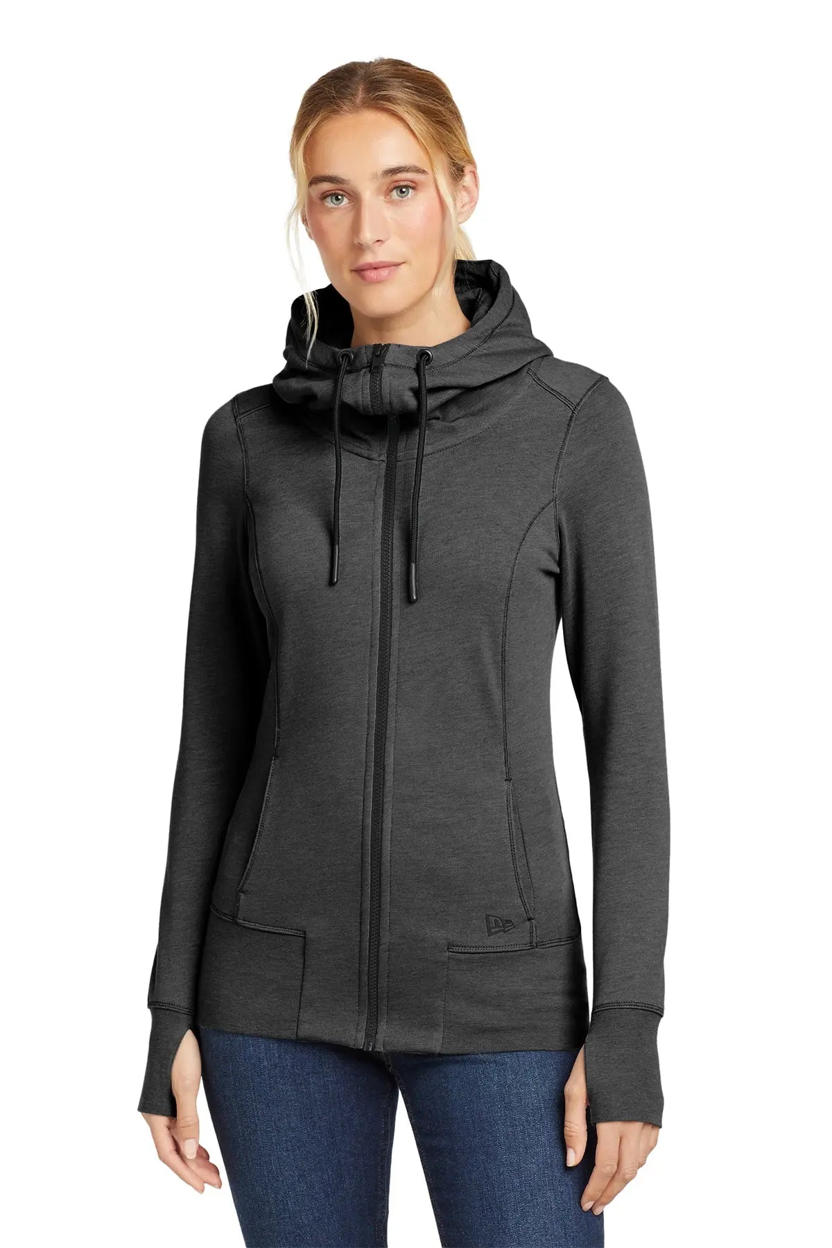 New Era® Women's Tri-Blend Fleece Full-Zip Hoodie Brand Logo #LNEA511