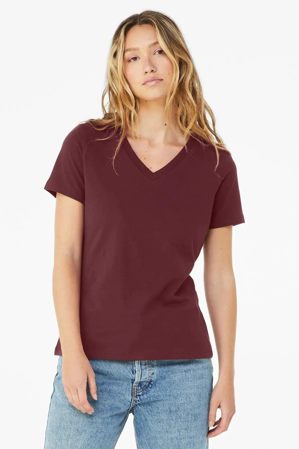 BELLA+CANVAS® Women’s Relaxed Jersey Short Sleeve V-Neck Tee #BC6405 Game Over Merch