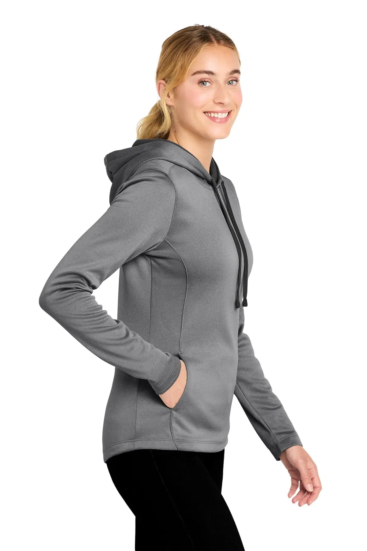 Sport-Tek® Women's PosiCharge® Sport-Wick® Heather Fleece Hooded Pullover #LST264