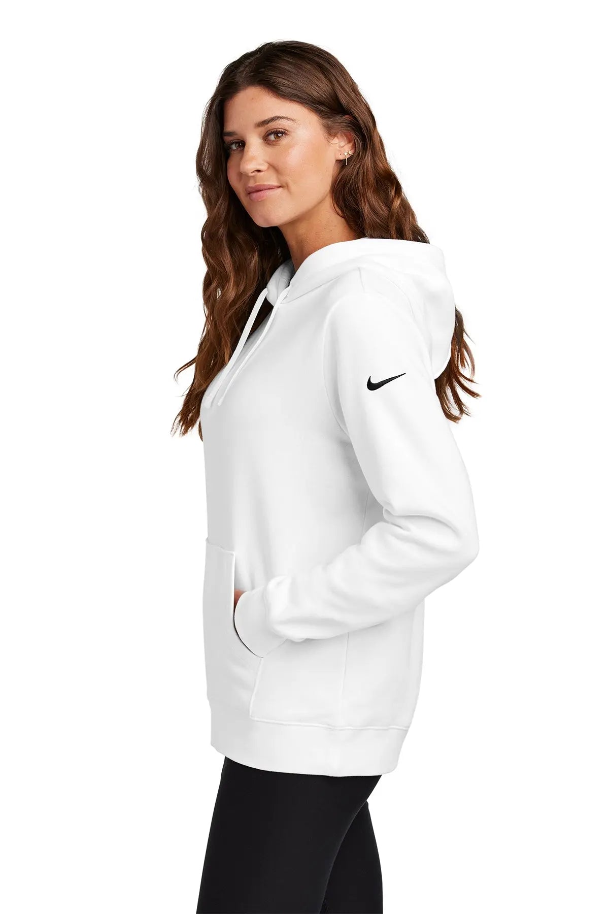Nike Women's Club Fleece Sleeve Swoosh Pullover Hoodie #NKFD9889