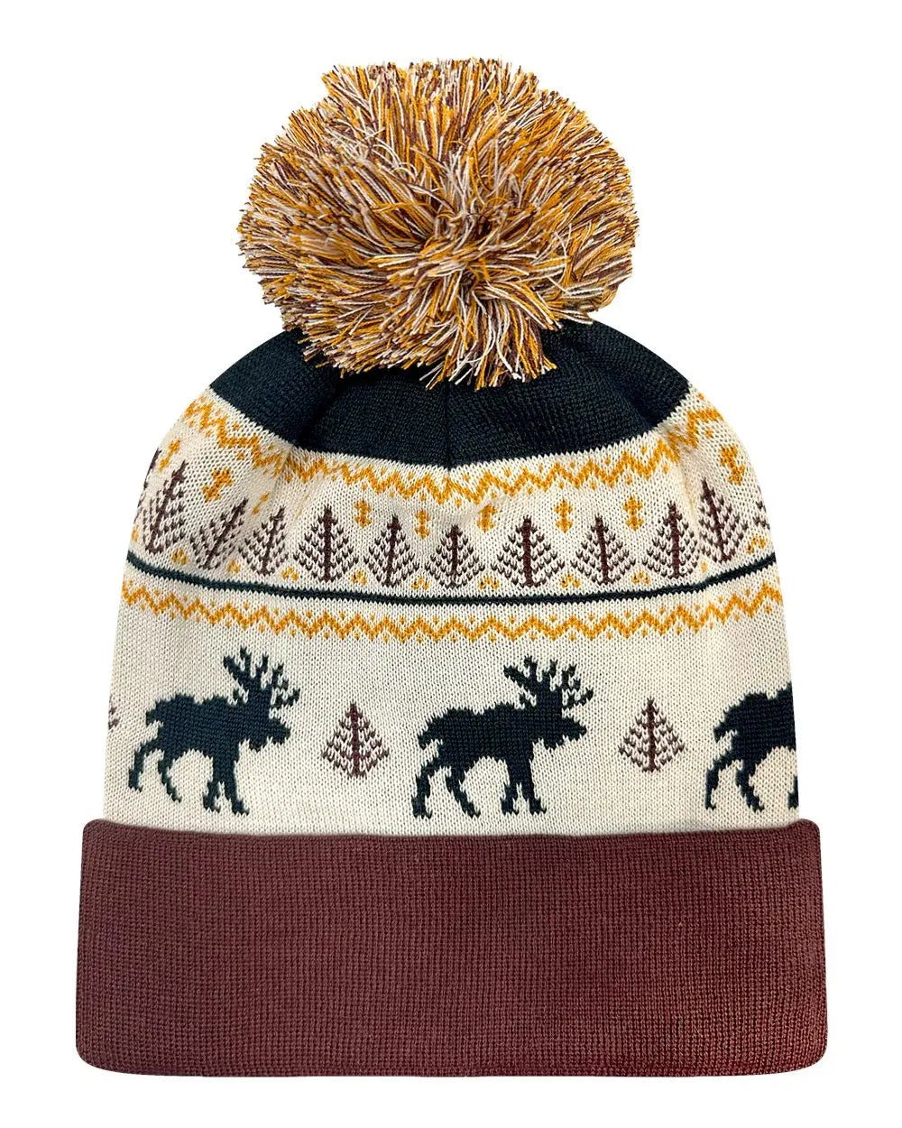 12 LOCALE Grand Recycled Cuffed Beanie - Fairisle Moose