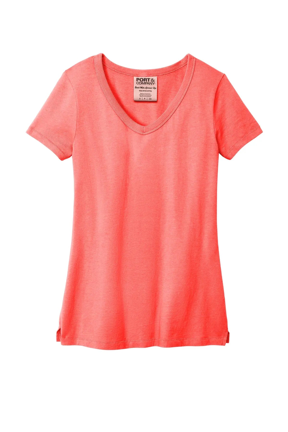 Port & Co™ Women's Beach Wash® Garment-Dyed V-Neck Tee #LPC099V