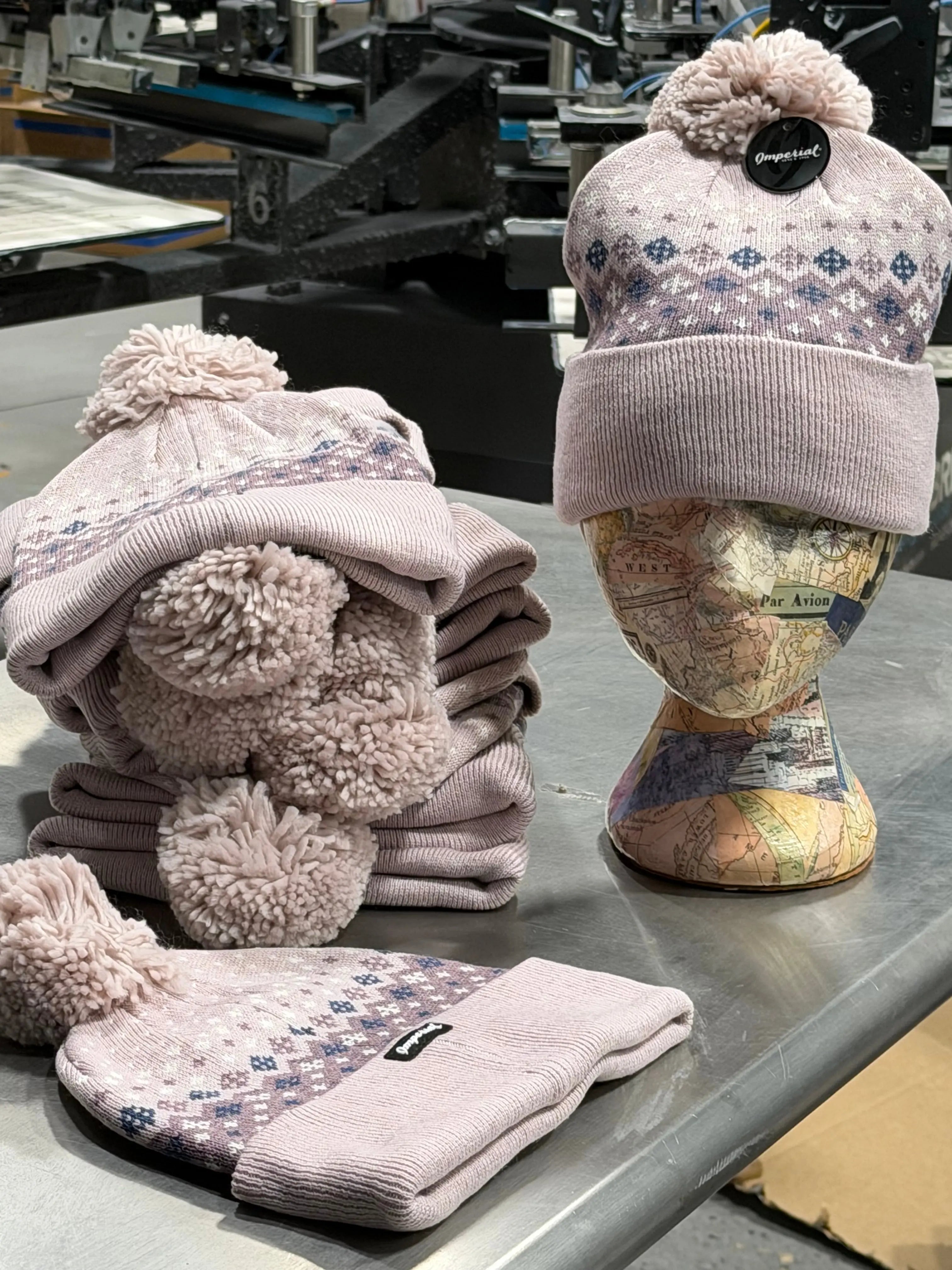 12 Imperial The Baniff Cuffed Beanies with Pom - Blush