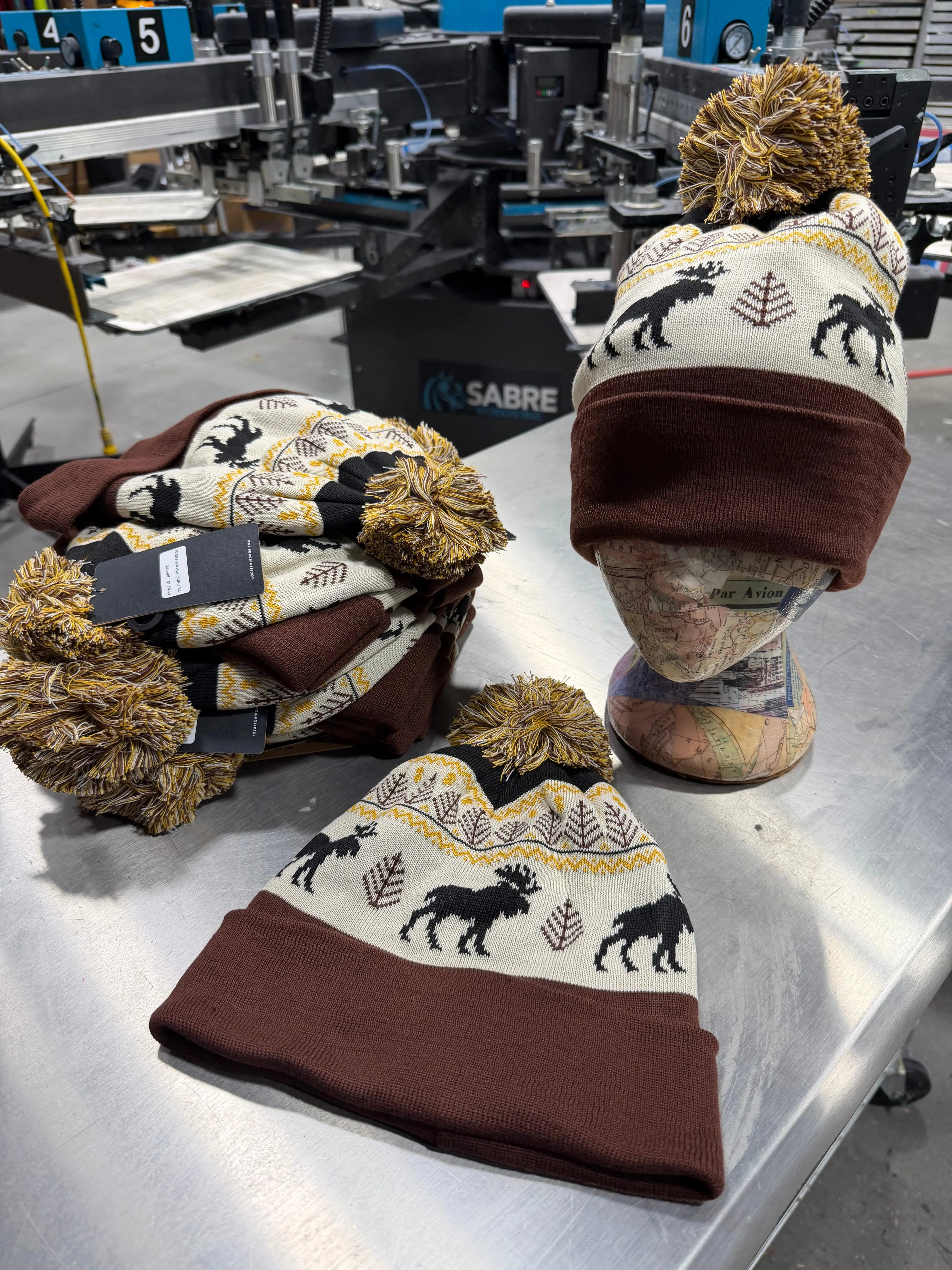 12 LOCALE Grand Recycled Cuffed Beanie - Fairisle Moose